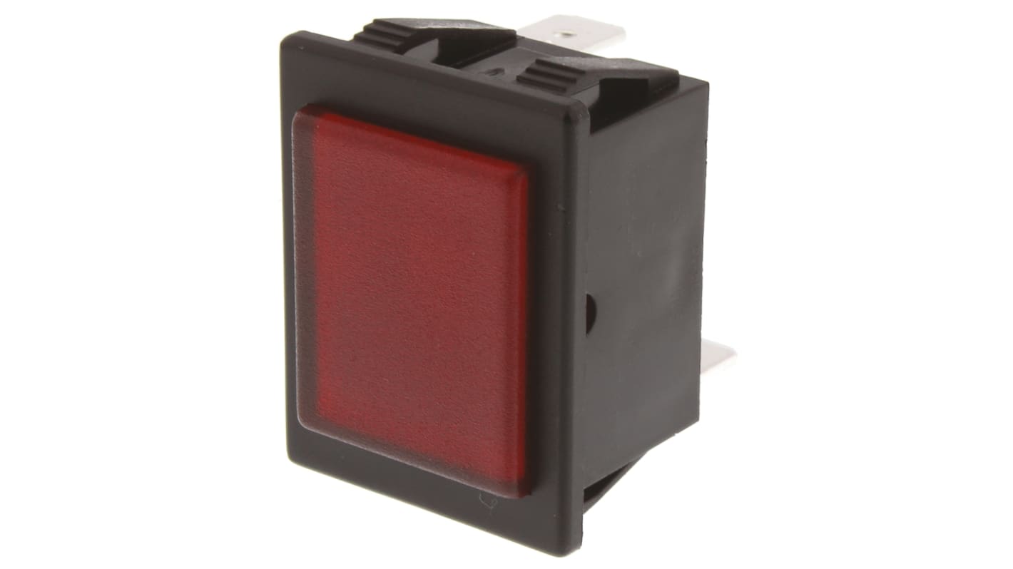 Panelre szerelhető állapotjelző, , kiemelkedő, Vörös Neon, 230V ac 30 x 22.1mm
