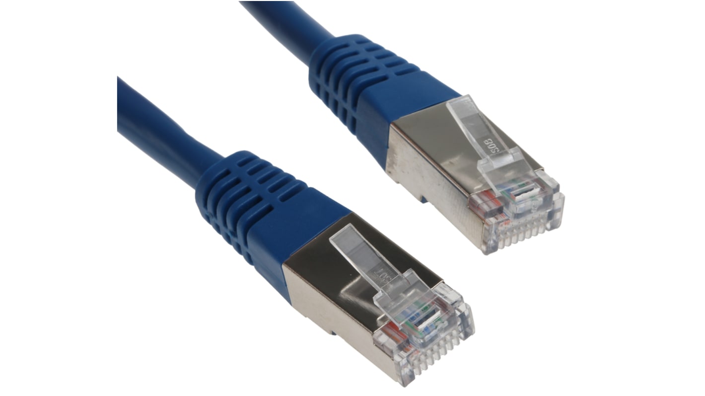 Decelect Cat5 Male RJ45 to Male RJ45 Ethernet Cable, F/UTP, Blue PVC Sheath, 1m