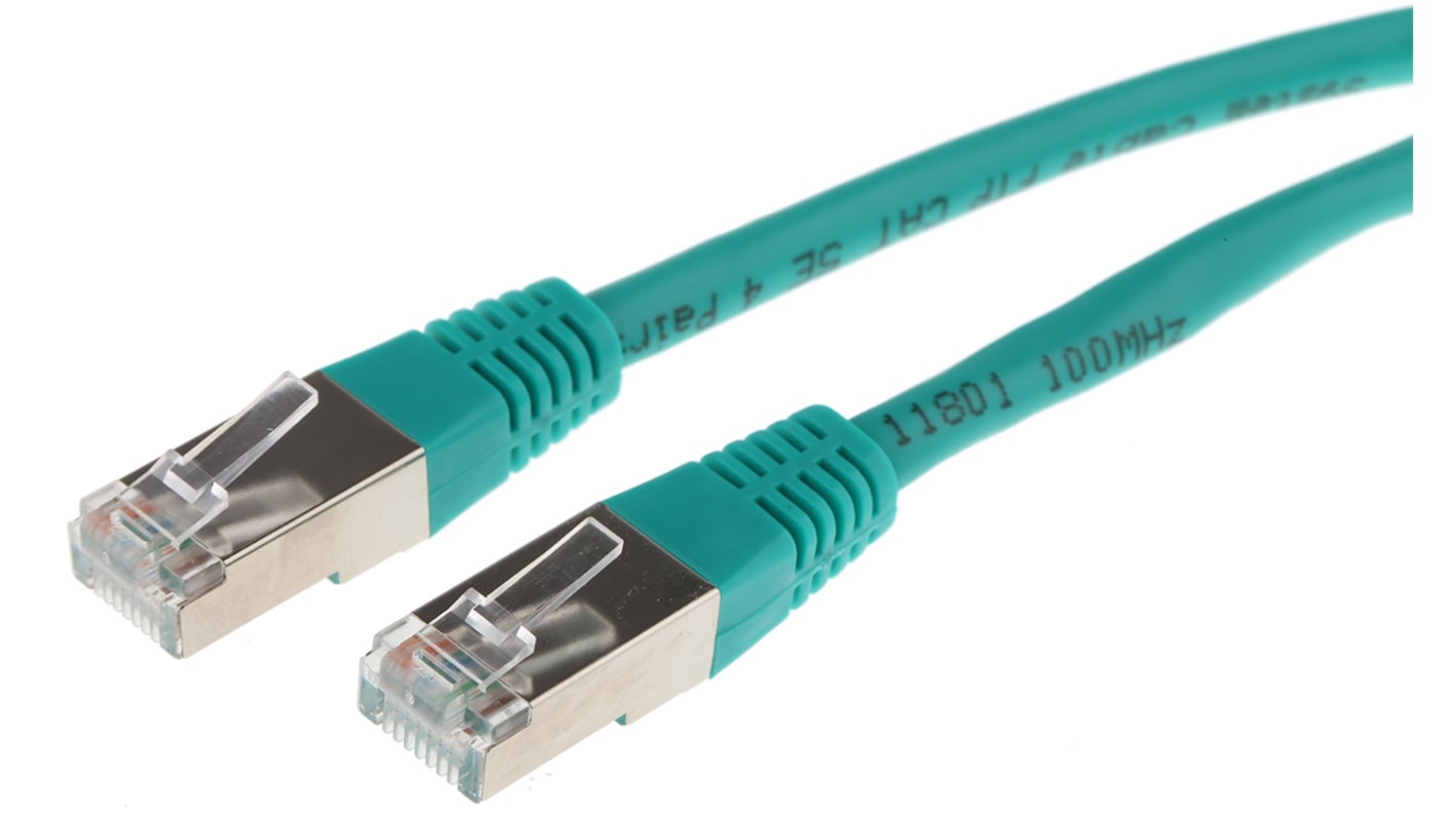 Decelect Cat5 Male RJ45 to Male RJ45 Ethernet Cable, F/UTP, Green PVC Sheath, 3m