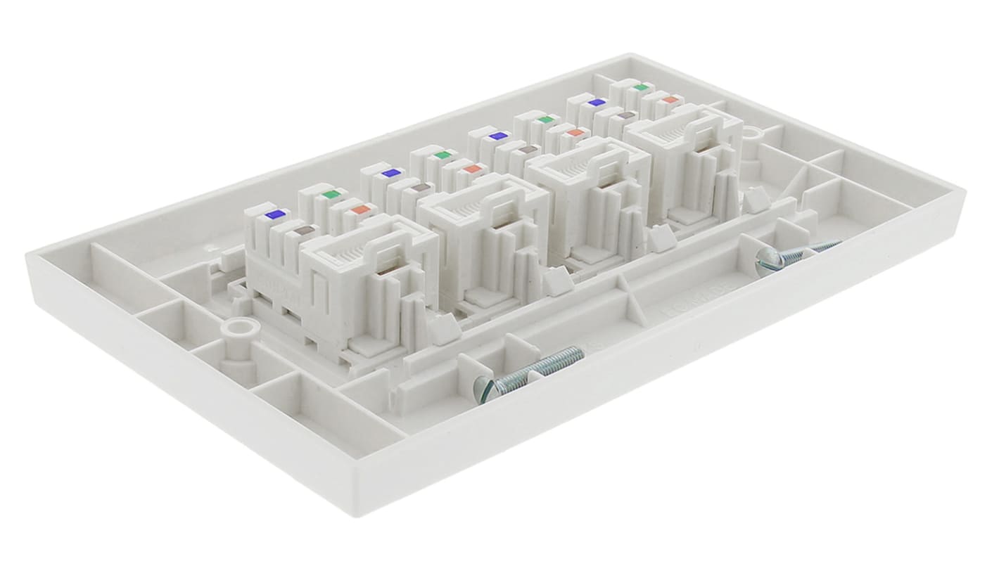 Płytka naścienna, Cat5e, l. otworów: 4, RJ45, UTP