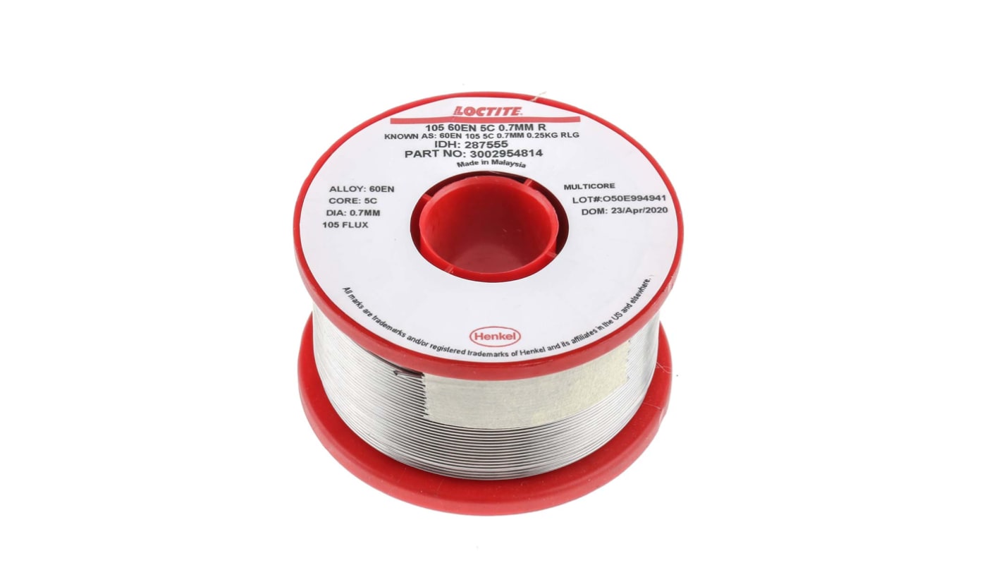 287555 Multicore Wire, 0.7mm Lead solder, 183°C Melting Point RS