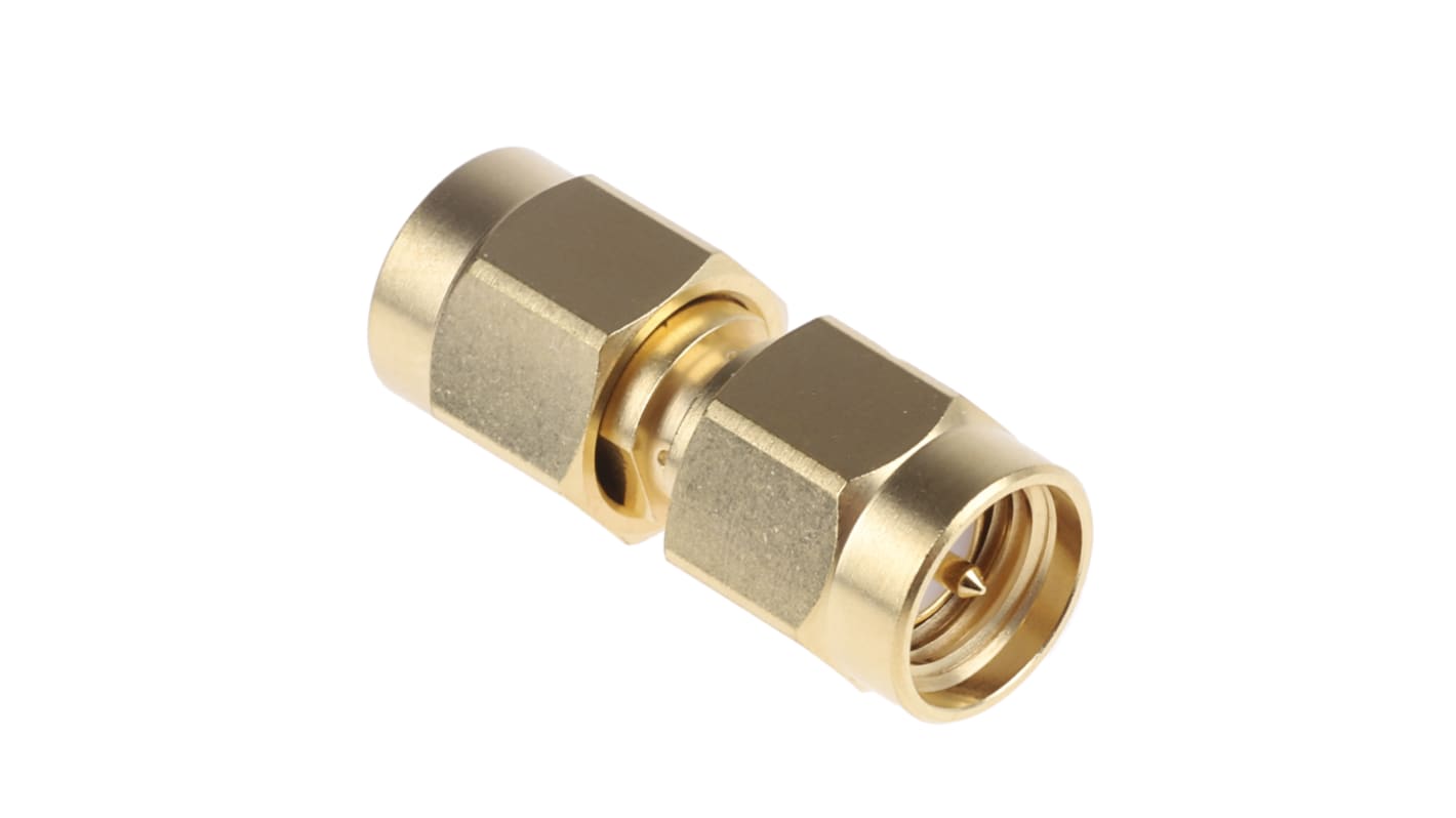 Adaptateur RF Fiche SMA vers Fiche SMA, Droit, 50Ω, 0 → 18GHz, Or sur nickel