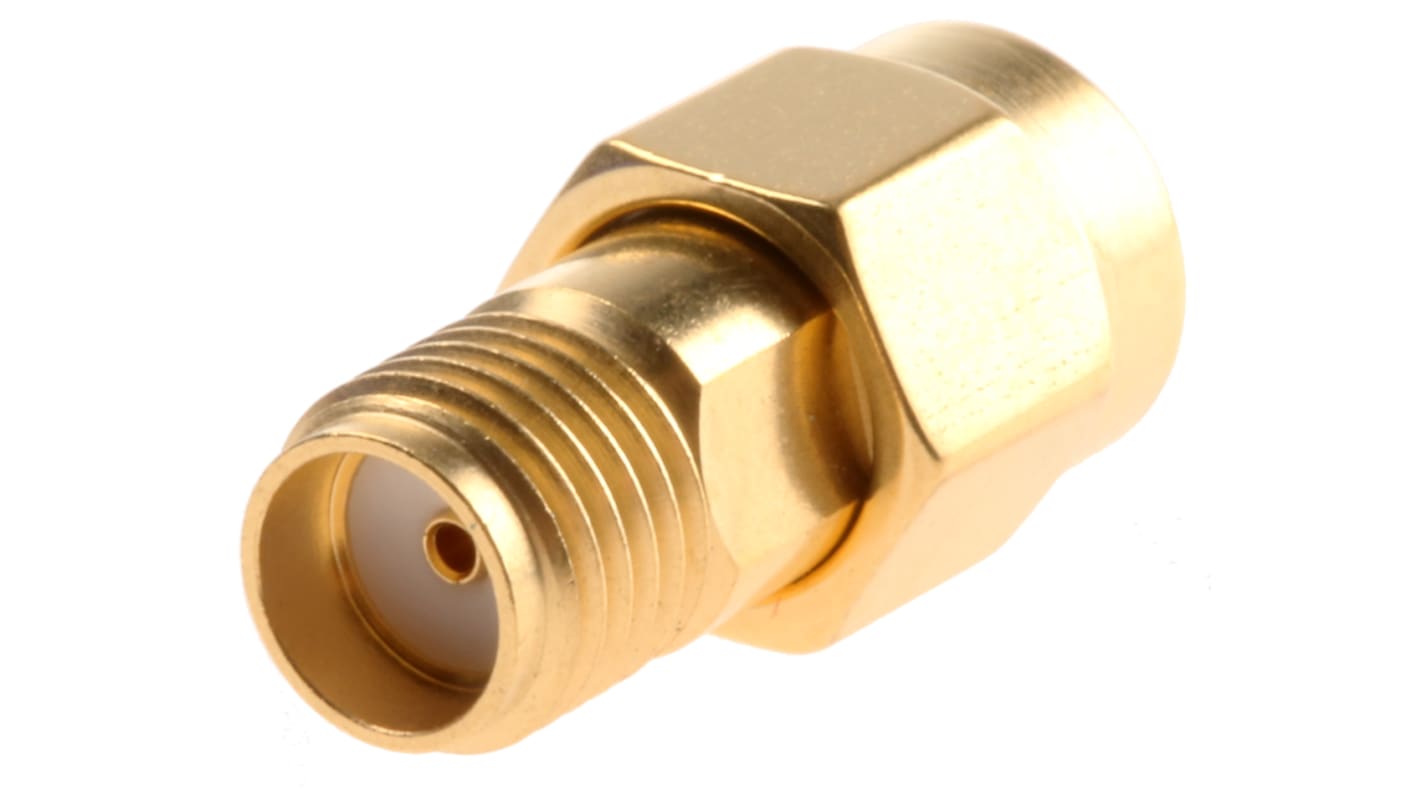 Adaptateur RF Fiche SMA vers Prise SMA, Droit, 50Ω, 0 → 18GHz, Or sur nickel