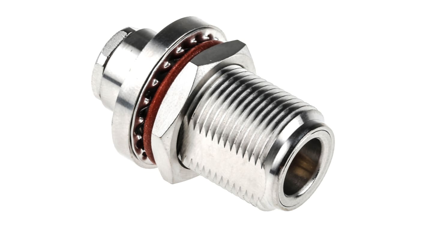 Conector coaxial Radiall R161325000W, Hembra, Recto, Impedancia 50Ω, Montaje en Panel, Terminación de Abrazadera, 0 →