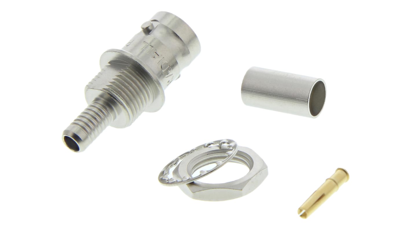 Radiall, jack Panel Mount BNC Connector, 50Ω, Crimp Termination, Straight Body