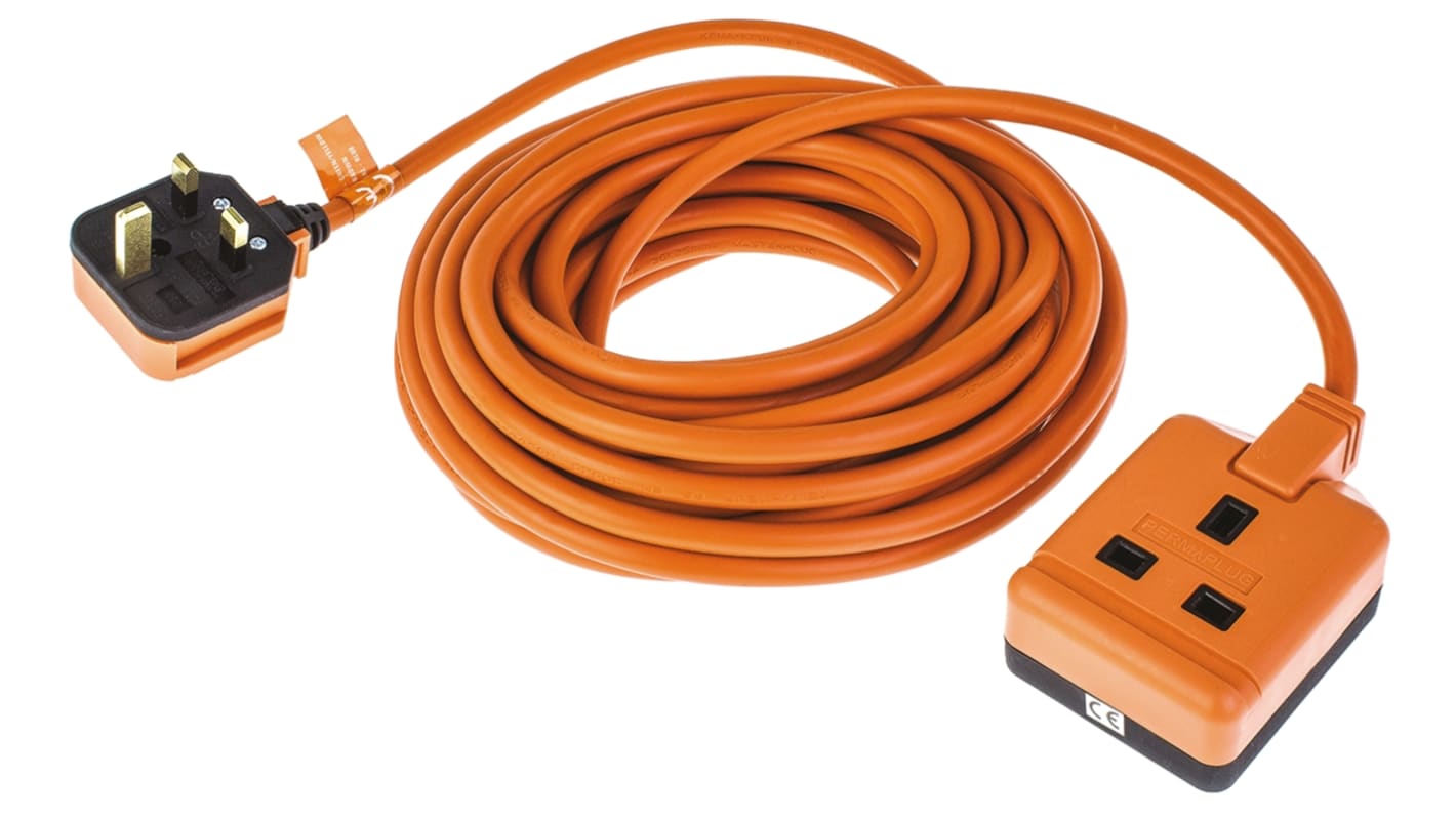 RS PRO 10m 1 Socket Type G - British Extension Lead