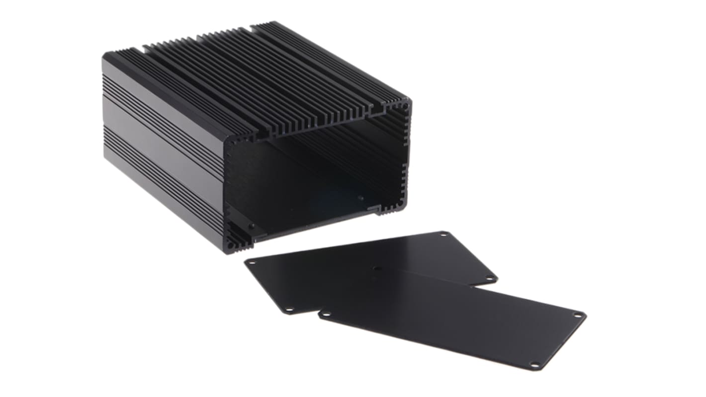 Caja para disipador de calor RS PRO de Aluminio Anodizado Negro, ventilada, 125 x 105 x 60.5mm