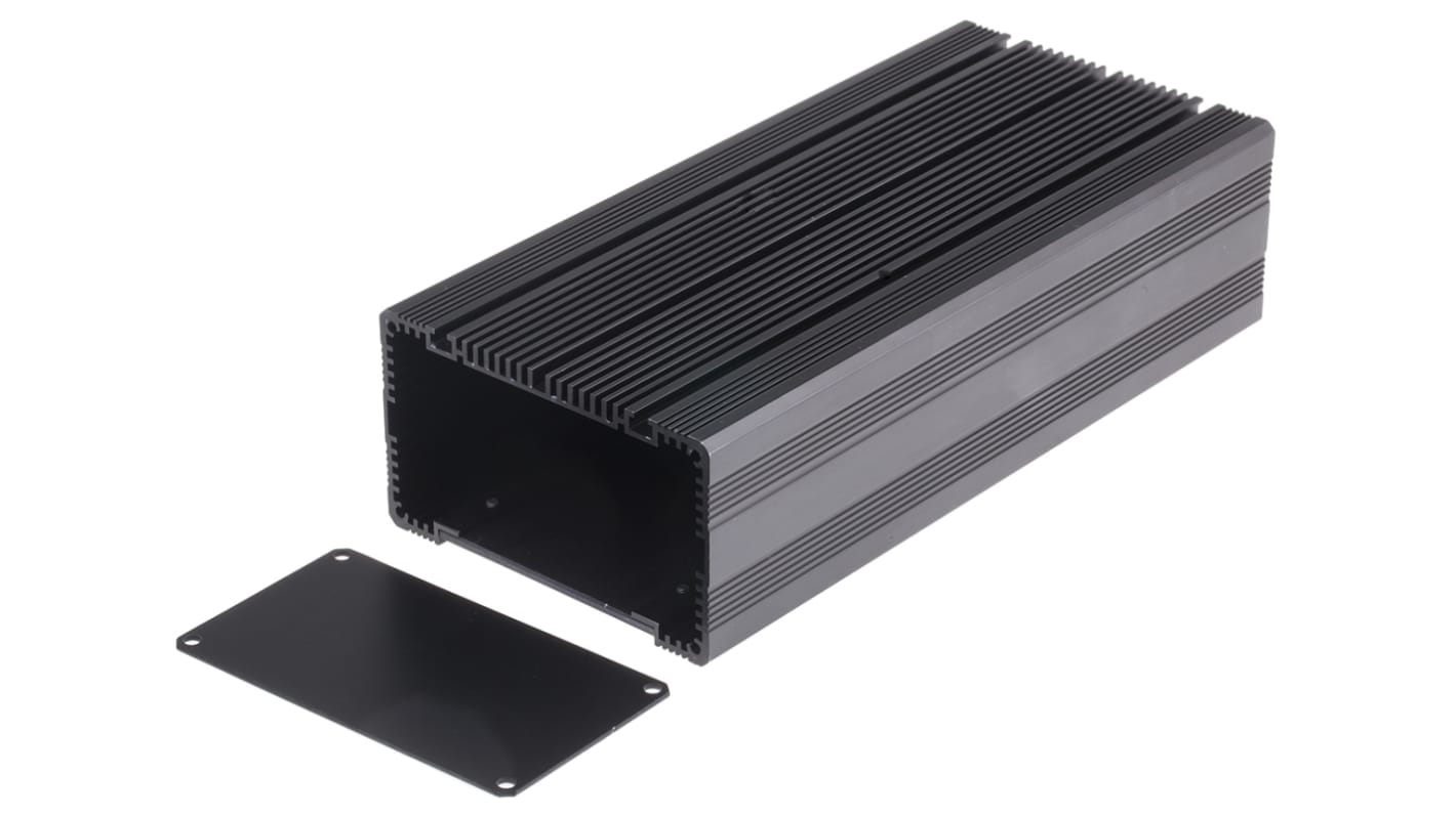 Caja para disipador de calor RS PRO de Aluminio Anodizado Negro, ventilada, 225 x 105 x 60.5mm