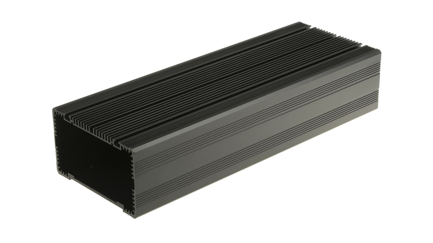 Caja para disipador de calor RS PRO de Aluminio Anodizado Negro, ventilada, 285 x 105 x 60.5mm