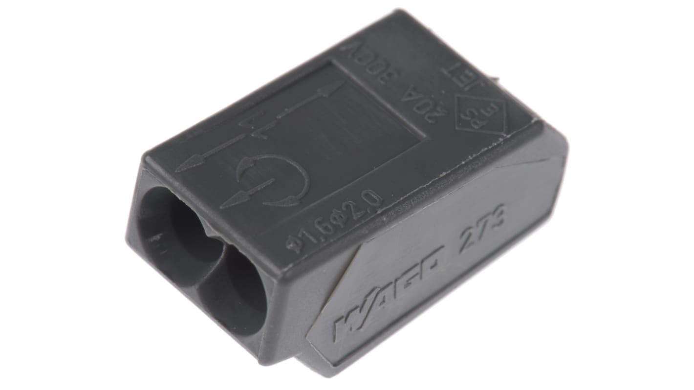 Wago Wire Splice Connector, Grey, Insulated 14 → 12 AWG