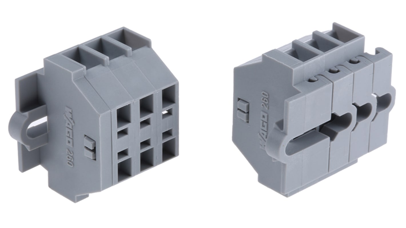 260103 Wago 260 Series Grey Terminal Strip, 1.5mm², SingleLevel