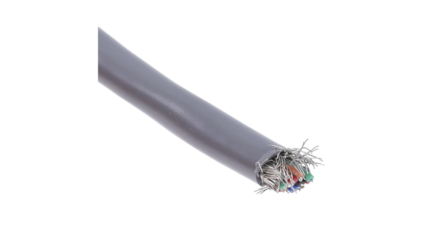 Alpha Wire Alpha Essentials Communication & Control Control Cable, 10 Cores, 0.09 mm², DEF STAN, Screened, 30m, Grey