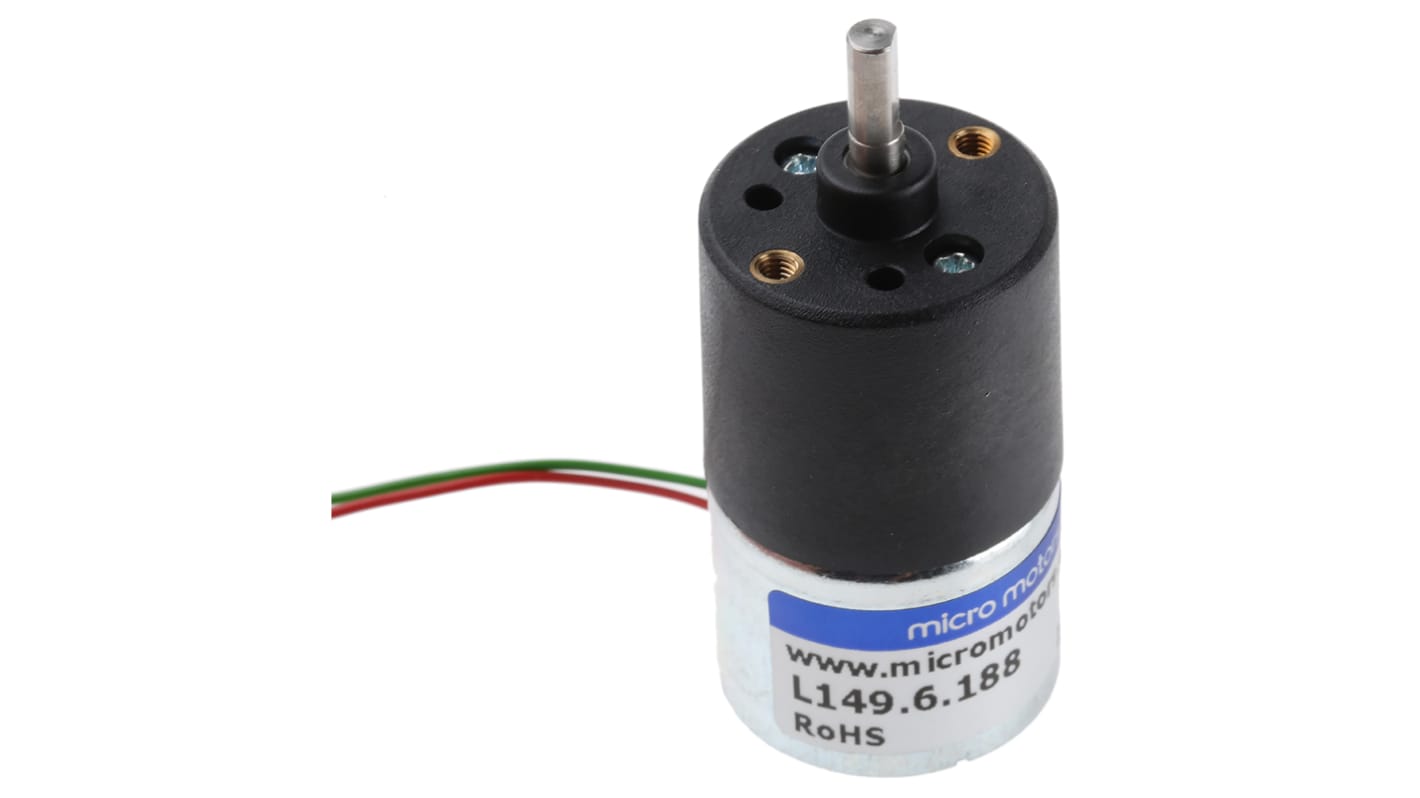 Micromotors Brushed Geared DC Geared Motor, 6 V dc, 14 Ncm, 7 rpm, 4mm Shaft Diameter