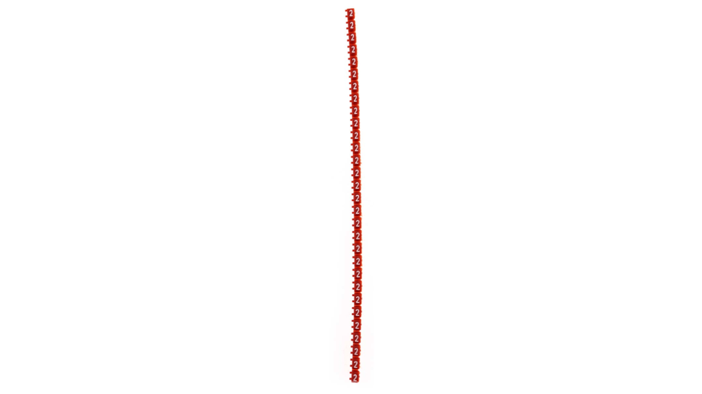 Marqueurs de câbles Legrand Clipsable, Ø câble 2.2 → 3mm, texte : 2, Rouge