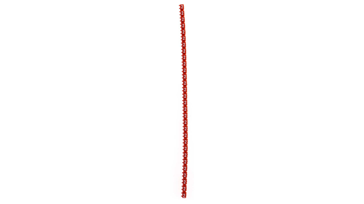 Legrand Clip On Cable Markers, Red, Pre-printed "2", 2.2 → 3mm Cable