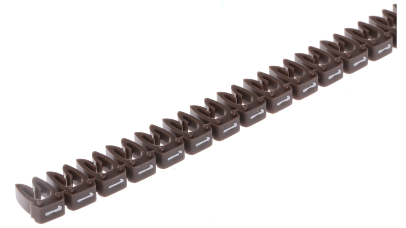 Legrand Kabel-Markierer, aufsteckbar, Beschriftung: 1, Braun, Ø 2.8mm - 3.8mm, 5.6mm x 3 mm, 1200 Stück
