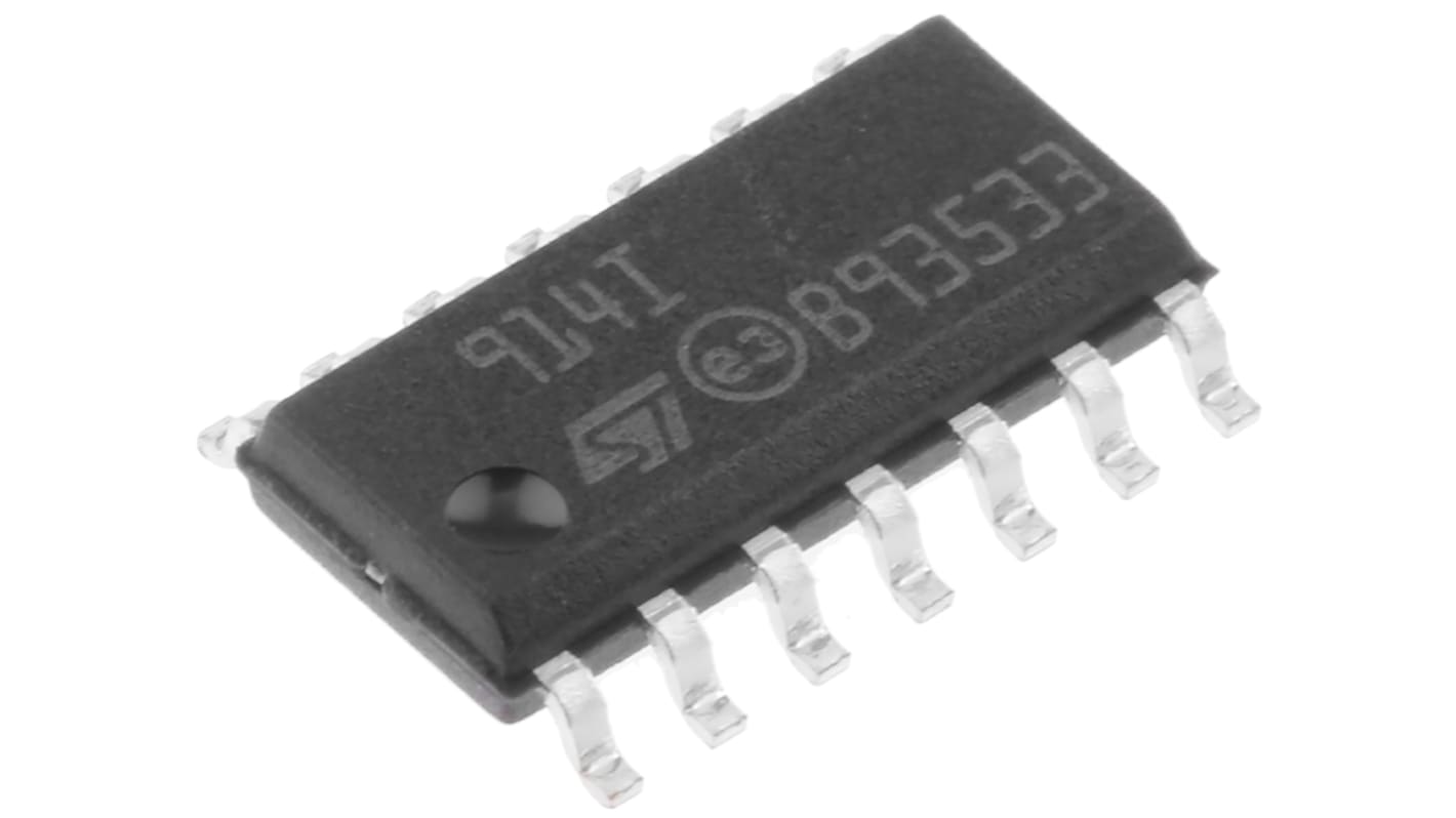 STMicroelectronics オペアンプ, 表面実装, 4回路, 単一電源, TS914ID