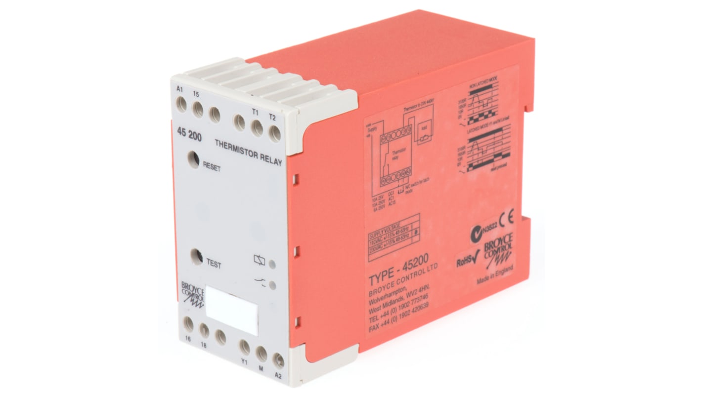 Broyce Control Temperature Monitoring Relay, SPDT, DIN Rail