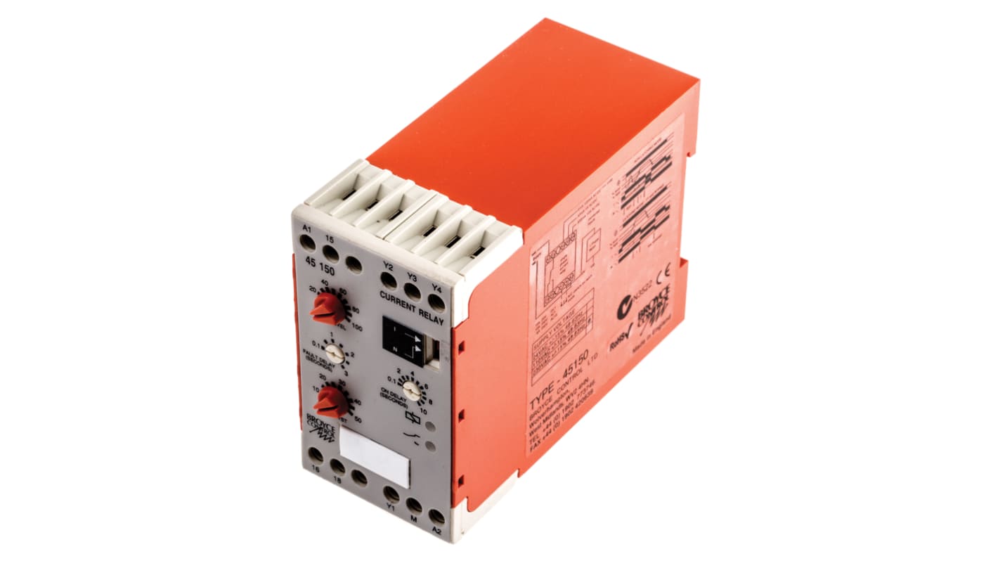 Broyce Control Current Monitoring Relay, 1 Phase, SPDT, DIN Rail