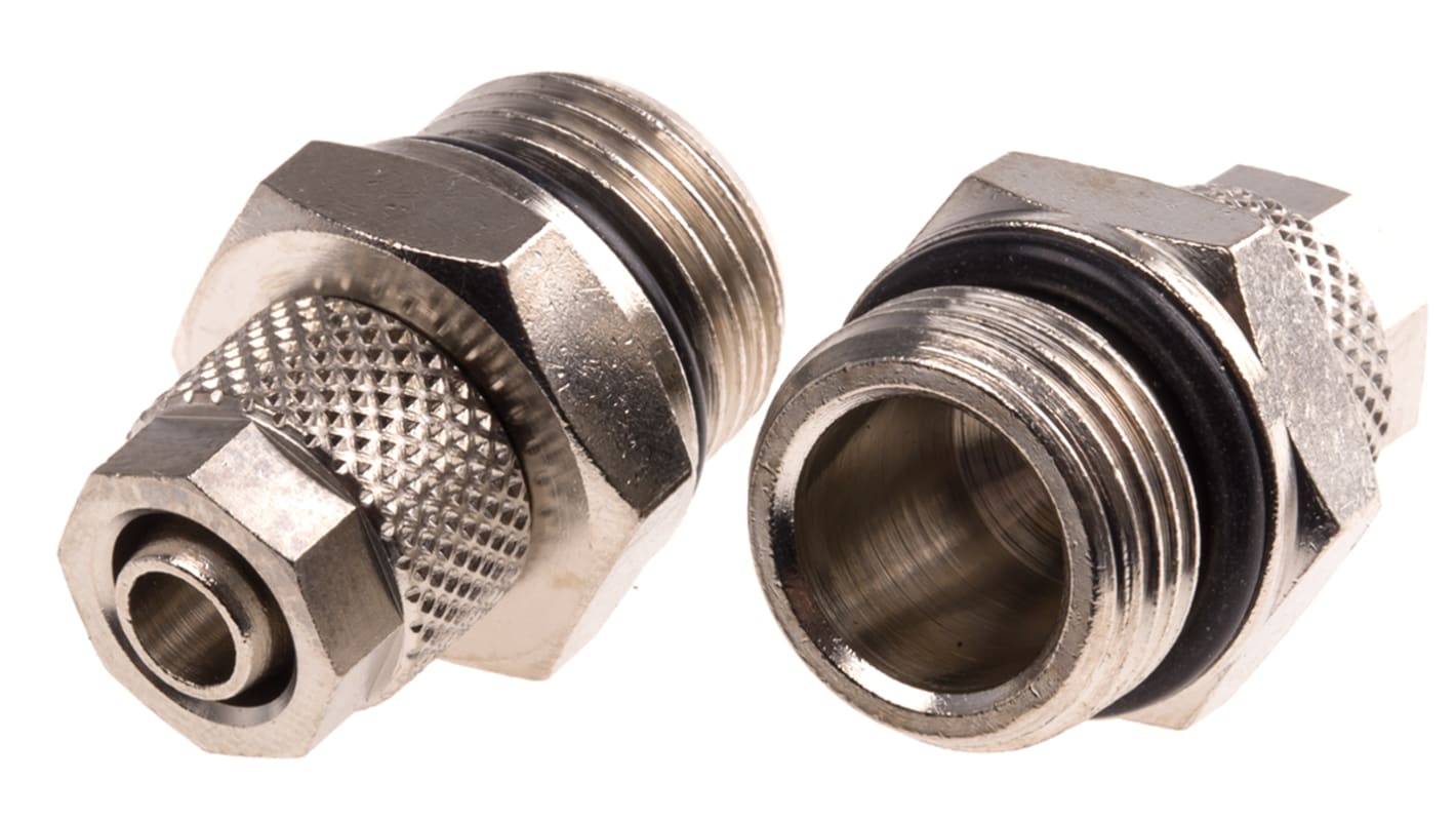 RS PRO Straight Threaded Adaptor, G 3/8 Male to Push In 8 mm, Threaded-to-Tube Connection Style