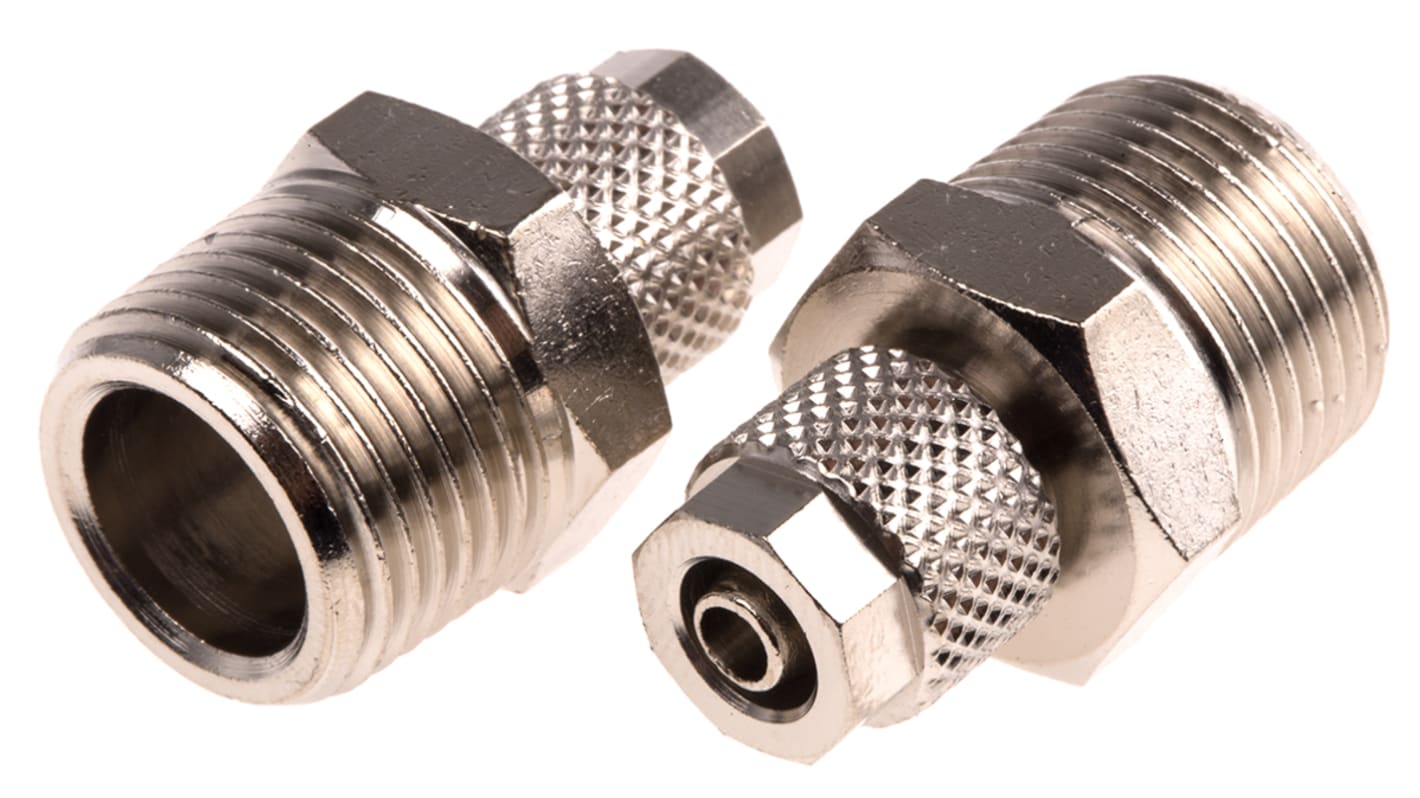RS PRO Straight Threaded Adaptor, R 3/8 Male to Push In 6 mm, Threaded-to-Tube Connection Style