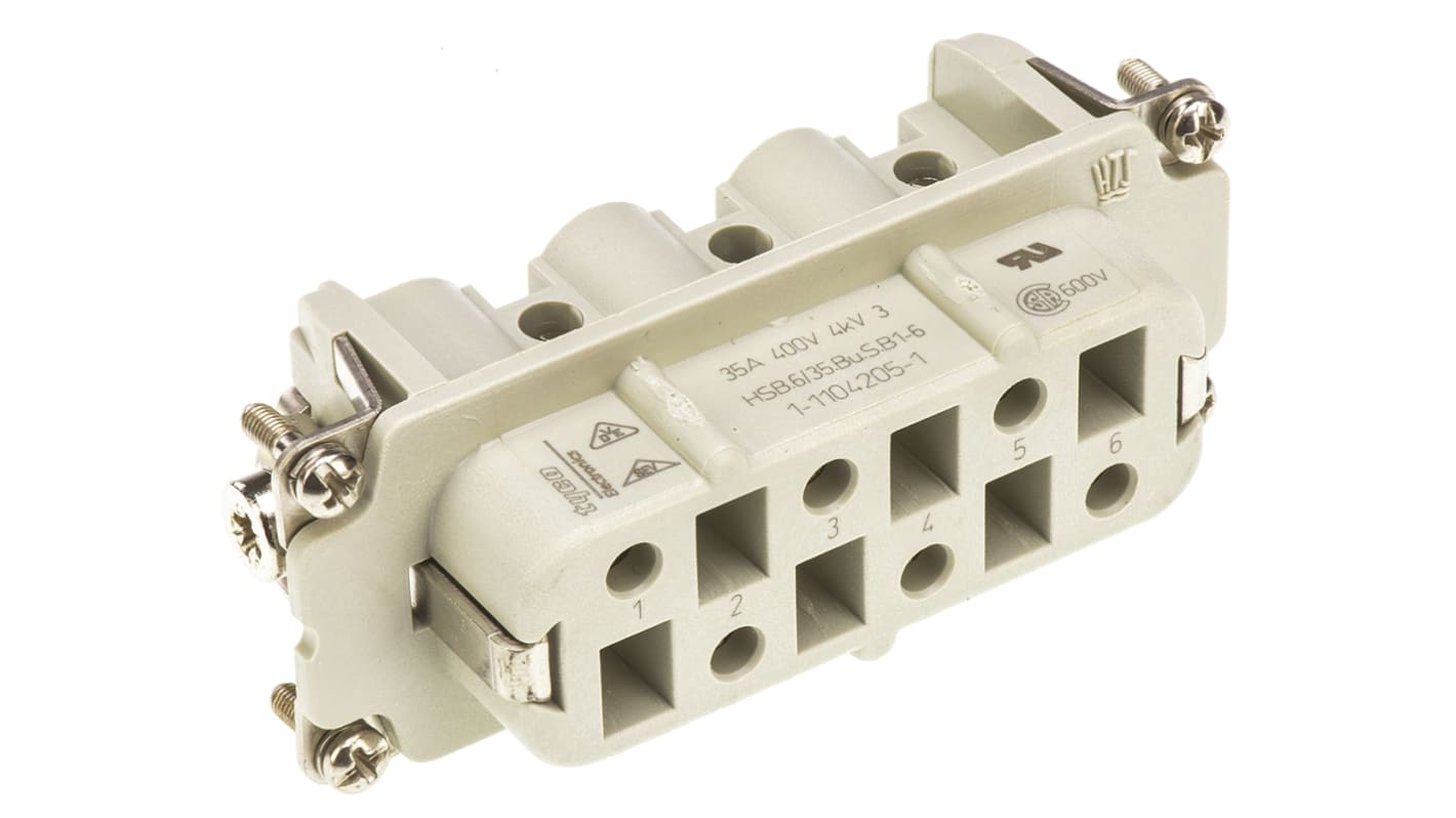 TE Connectivity Connector Insert, 7 Way, 35A, Female, HBE, 400 V