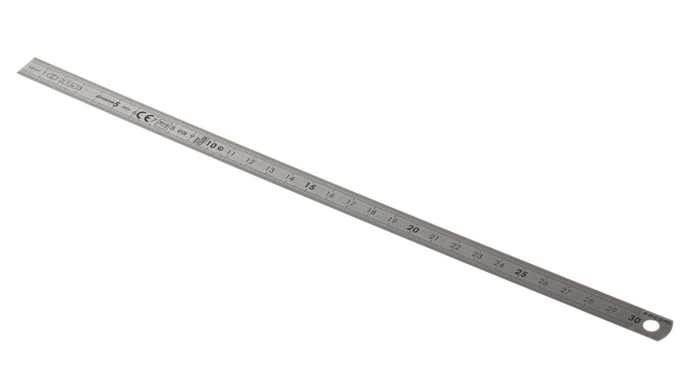 Facom 300mm Stainless Steel Metric Ruler, With UKAS Calibration