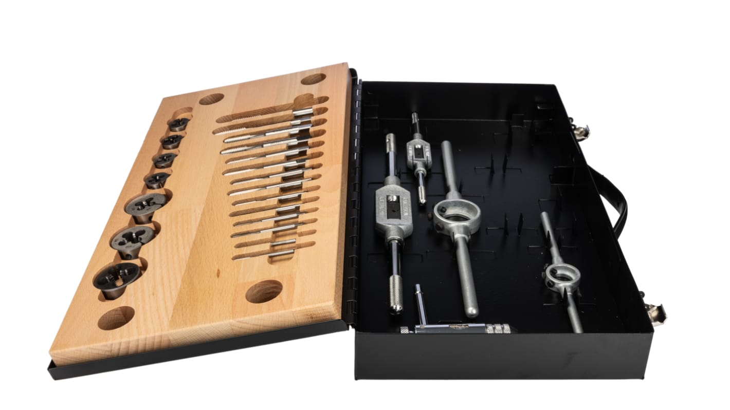 RS PRO 18Piece HSS Thread Tap & Die Set, M3 M12 Taps, M3 M12 Dies RS