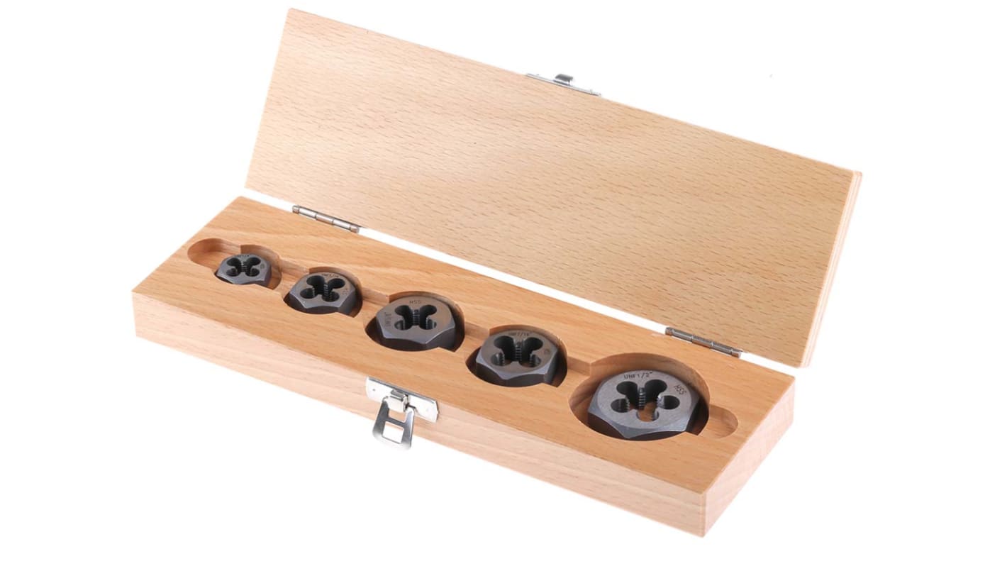 RS PRO 1/4 → 1/2 in UNF Carbon Steel 5 piece Die Nut Set