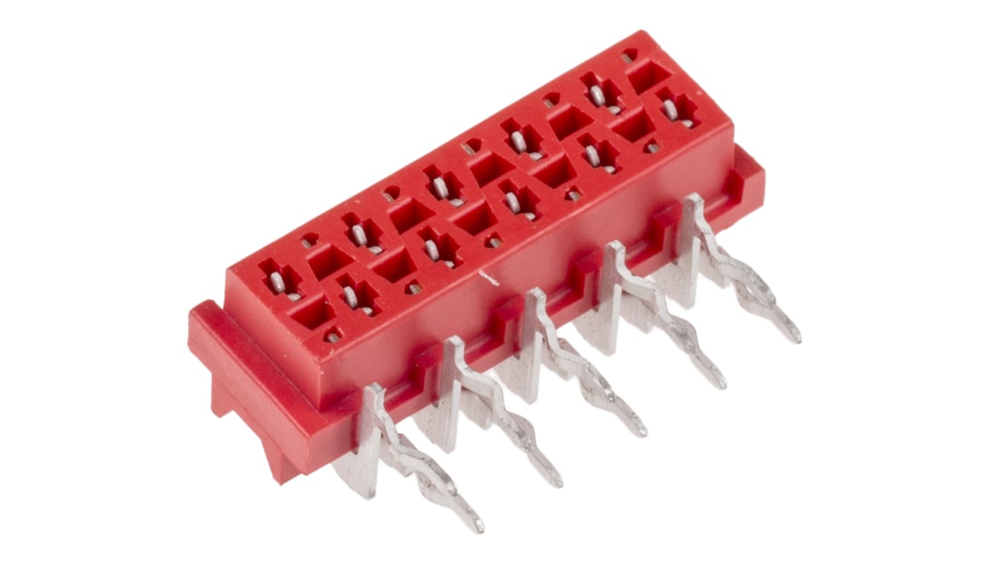 TE Connectivity Micro-MaTch Series Right Angle Through Hole Mount PCB Socket, 10-Contact, 2-Row, 2.54mm Pitch, Solder