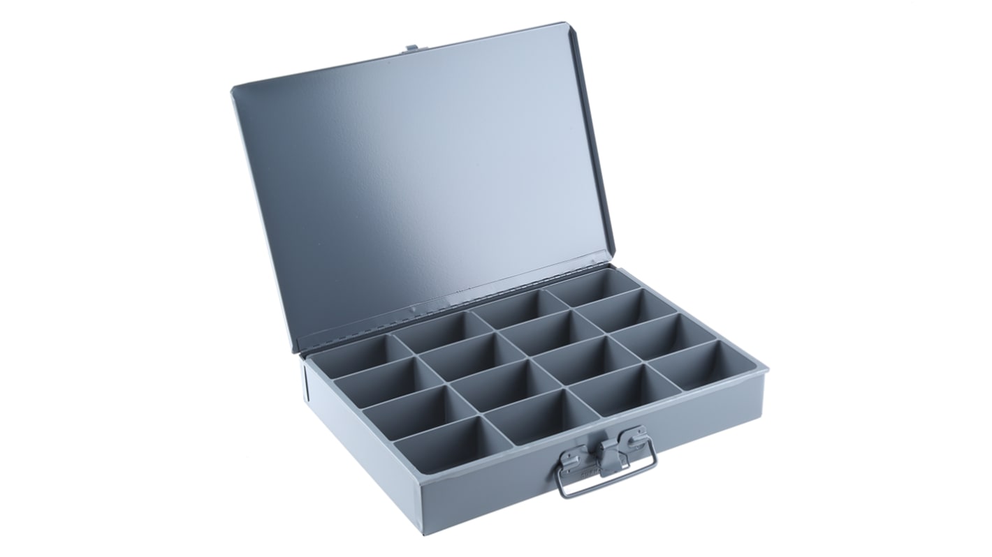 Caja organizadora Durham de 16 compartimentos de Acero Gris, 339mm x 234mm x 50mm