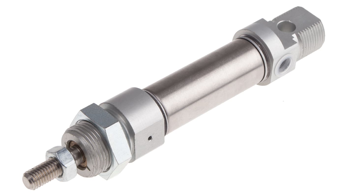 RS PRO ISO 6432 Pneumatikzylinder einfachwirkend, Bohrung Ø 20mm / Hub 25mm, bis 10bar