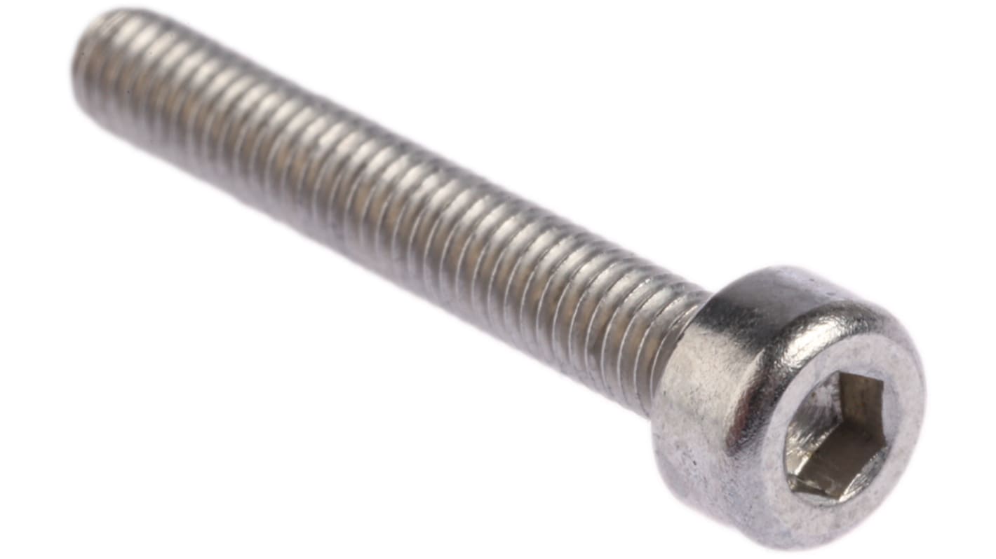 RS PRO Plain Stainless Steel Hex Socket Cap Screw, DIN 912, M3 x 20mm