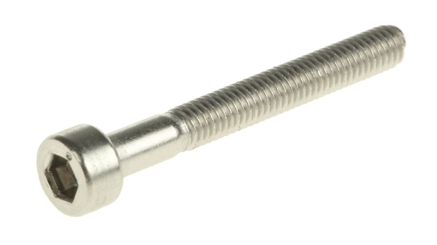 RS PRO Plain Stainless Steel Hex Socket Cap Screw, DIN 912, M3 x 25mm