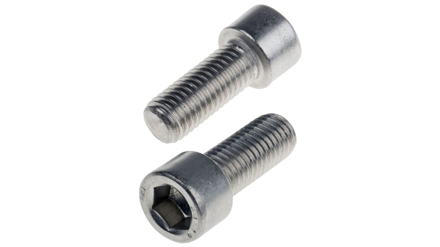 RS PRO Plain Stainless Steel Hex Socket Cap Screw, DIN 912, M12 x 30mm