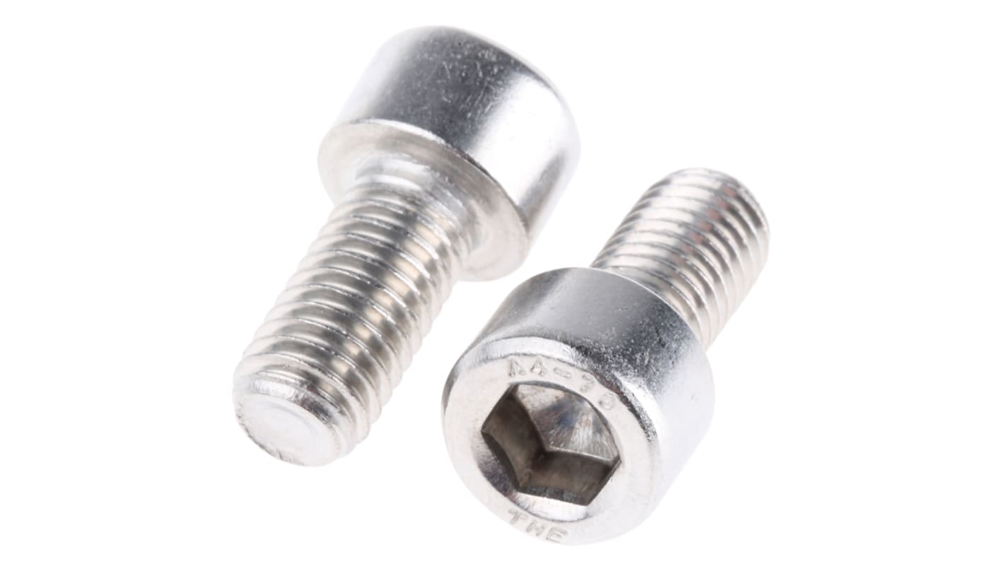 RS PRO Plain Stainless Steel Hex Socket Cap Screw, DIN 912, M10 x 20mm