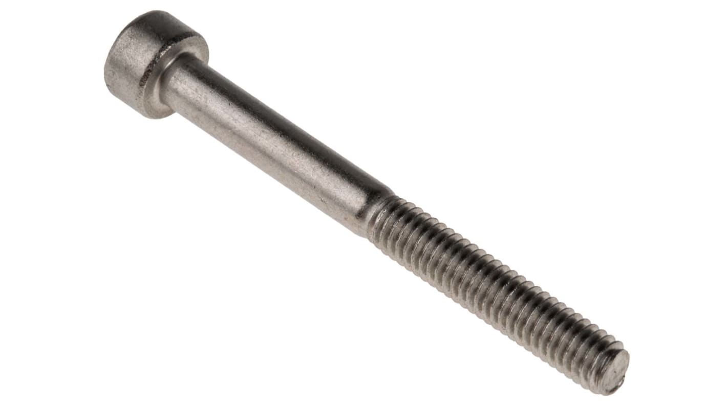 RS PRO Plain Stainless Steel Hex Socket Cap Screw, DIN 912, M4 x 40mm