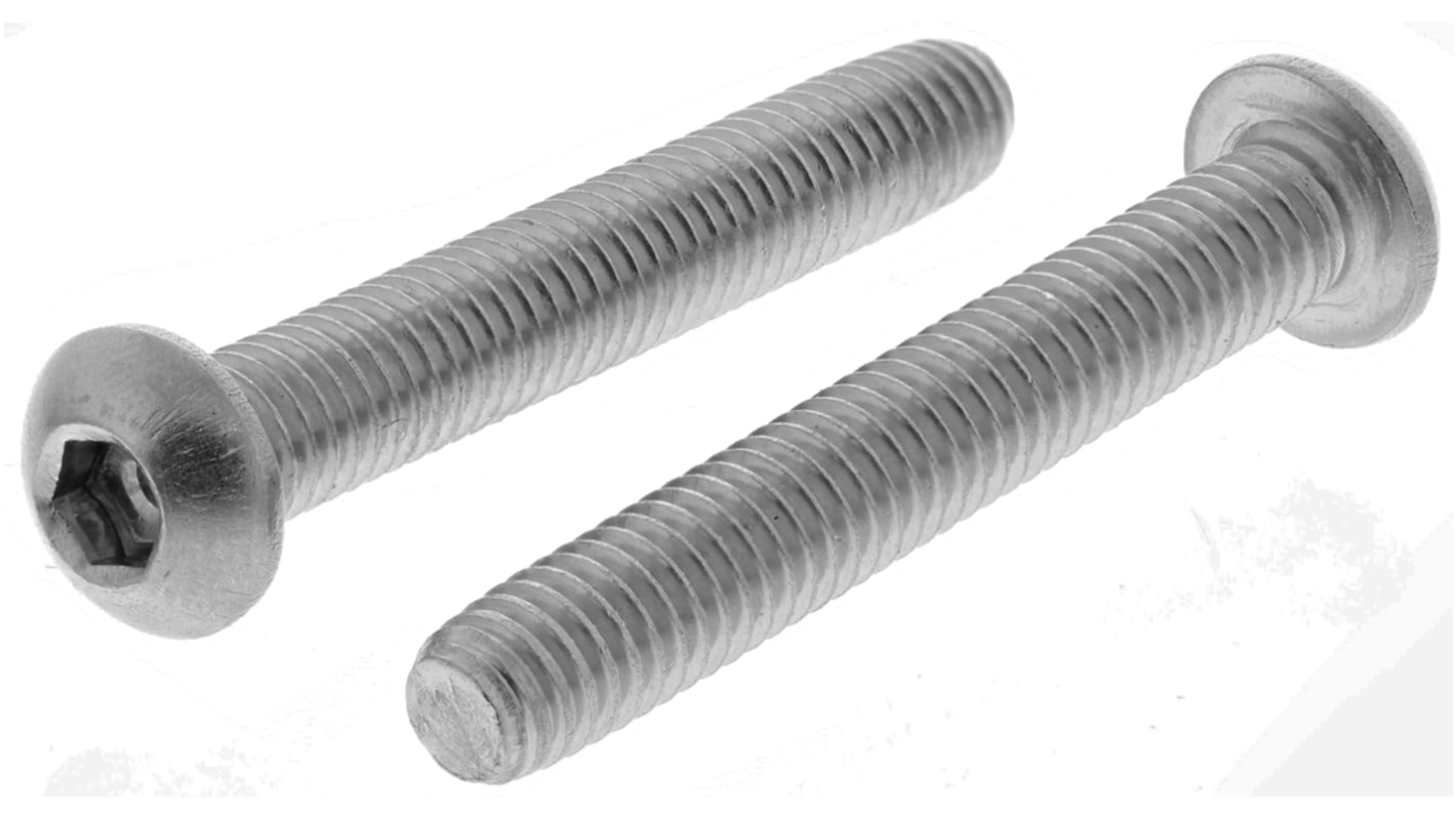 RS PRO Plain Stainless Steel Hex Socket Button Screw, ISO 7380, M6 x 40mm