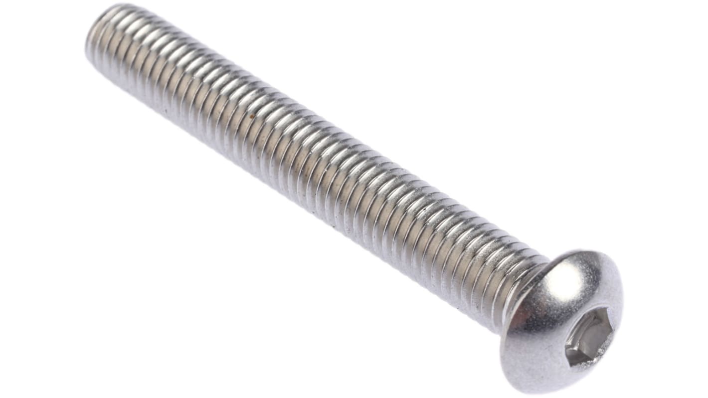 RS PRO Plain Stainless Steel Hex Socket Button Screw, ISO 7380, M8 x 60mm