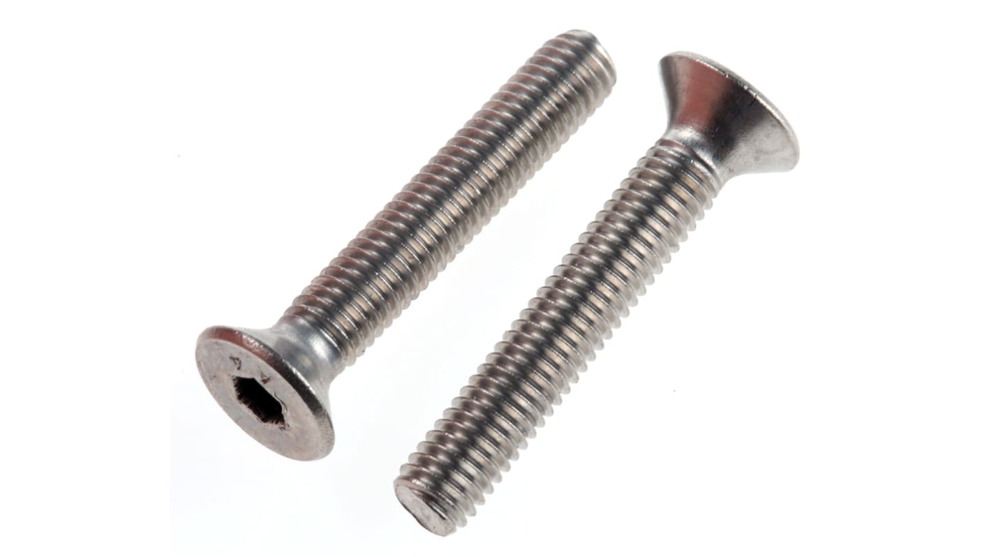 RS PRO Plain Stainless Steel Hex Socket Countersunk Screw, DIN 7991, M5 x 30mm