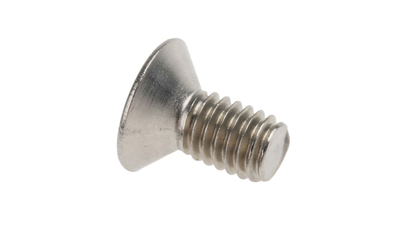 RS PRO Plain Stainless Steel Hex Socket Countersunk Screw, ISO 10642, M4 x 8mm