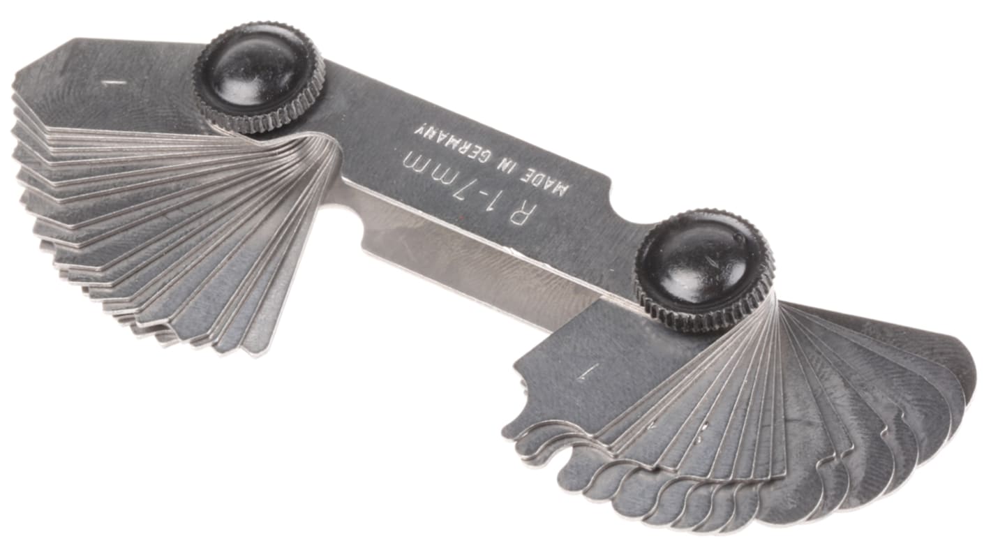 1724 17MM Kleffmann & Weese Radius Gauge Metric 1mm to 7mm RS