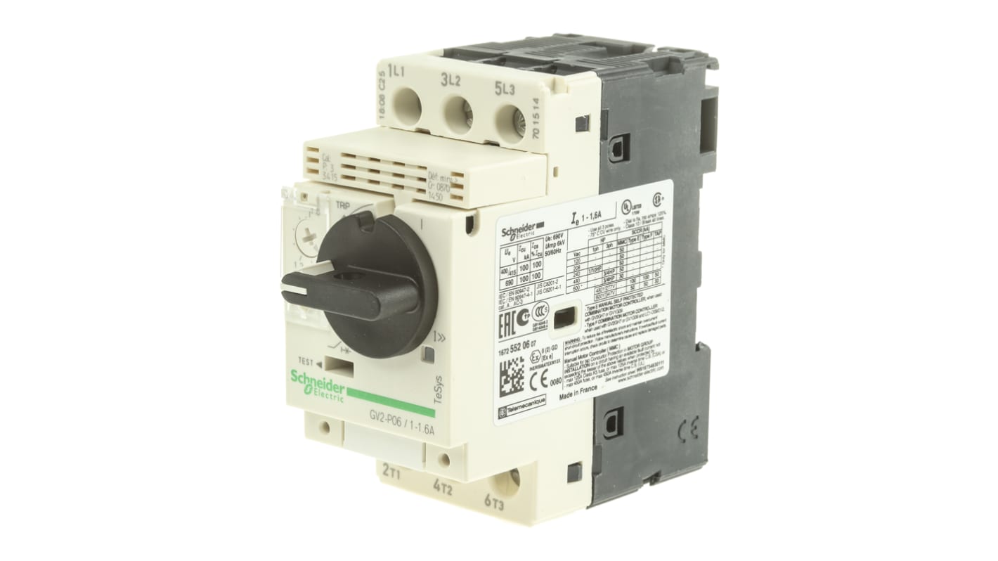 GV2P06 Schneider Electric 1 → 1.6 A TeSys Motor Protection Circuit