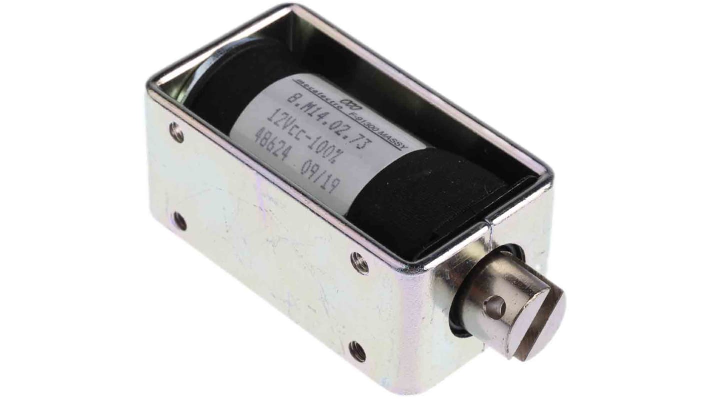 Solenoide lineare A trazione Mecalectro, 12 V c.c., corsa max. 12mm, tenuta 2 → 8N