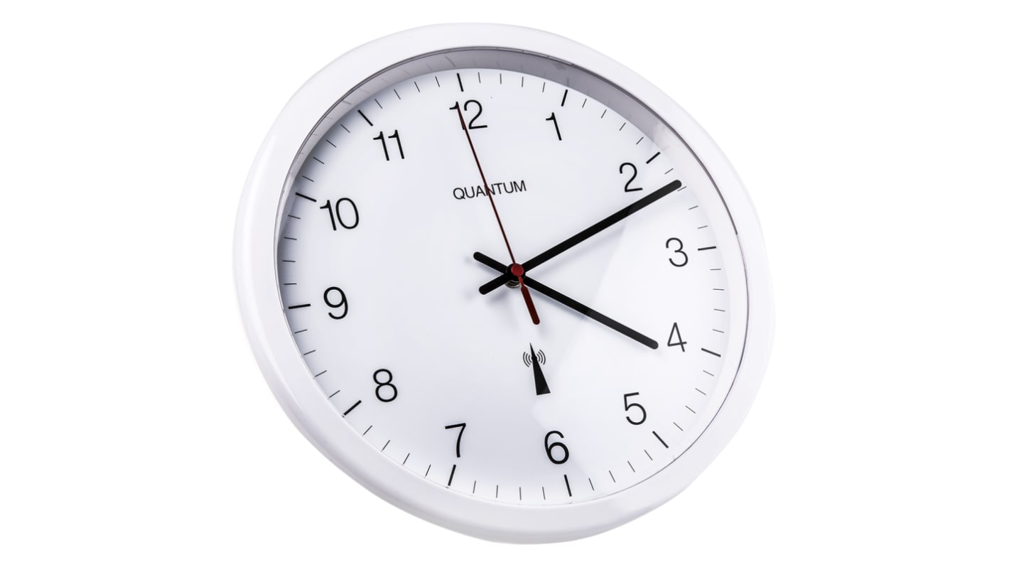 Quantum Commercial Products White Radio Controlled Analogue Wall Clock, 290mm Diameter