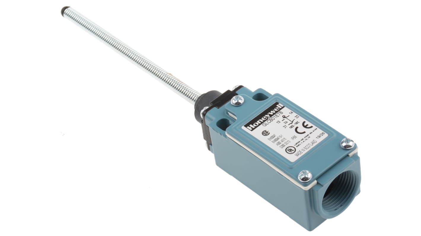 Honeywell GLC Series Coil Spring Limit Switch, NO/NC, IP66, SPDT 1NO/1NC, Die Cast Zinc Housing, 300V ac Max, 10A Max