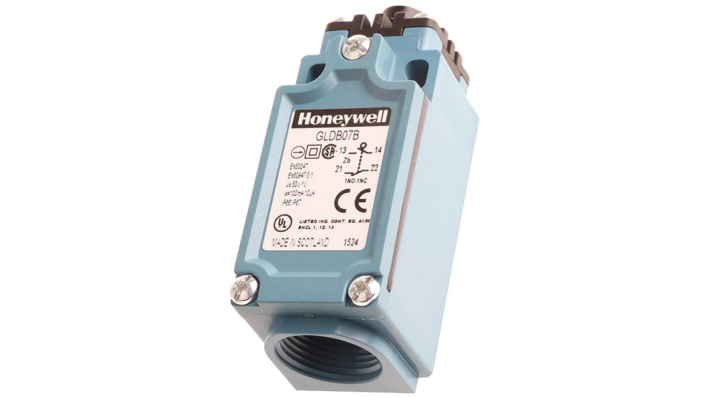 Honeywell GLD Series Plunger Limit Switch, NO/NC, IP66, SPDT 1NO/1NC Gold Contacts, Thermoplastic Housing, 50V ac Max,