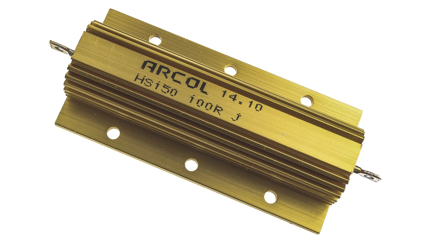 Resistencia de montaje en panel Arcol, 100Ω ±5% 150W, Con carcasa de aluminio, Axial, Bobinado