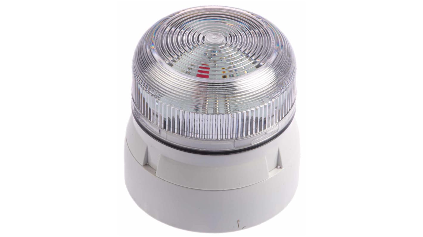 Klaxon Flashguard QBS Series Clear Flashing Beacon, 12 V dc, 24 V dc, Surface Mount, Xenon Bulb