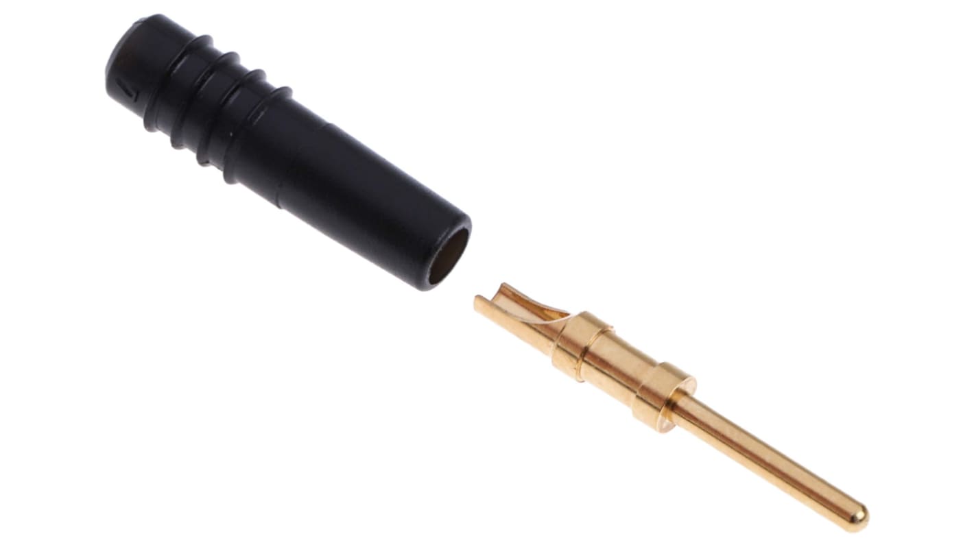 Staubli Black Male Test Plug, 1mm Connector, Solder Termination, 6A, 30 V, 60V dc, Gold Plating